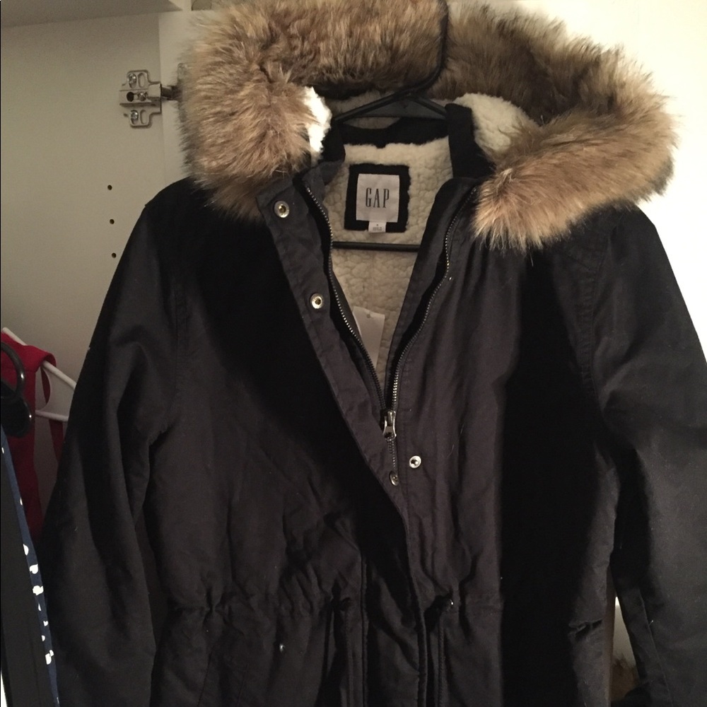 Brand new canvas Gap jacket faux fur inside